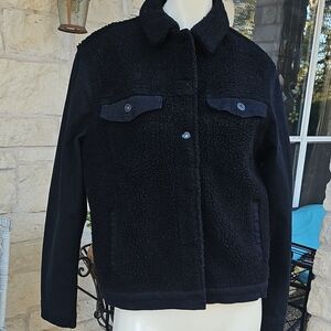 MAVI Black Faux Sherpa and Black Jean Denim Jacket Size M